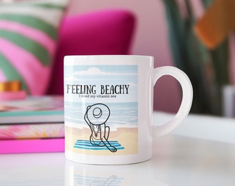 Beach mug, beachy, beach life, coffee, sassy, fun, beach lovers gift, ocean inspired, coastal drinkware