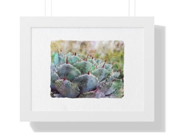 Watercolor Agave Print, Blue Succulent Botanical Wall Art