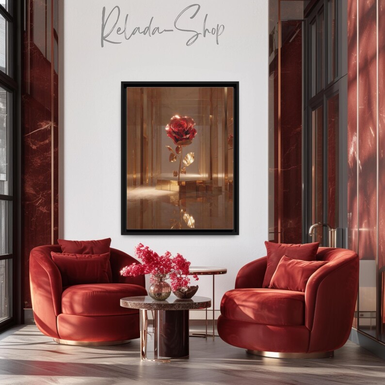 Metallic Red Rose Wall Art , Luxury Digital Download ,modern Cultural ...