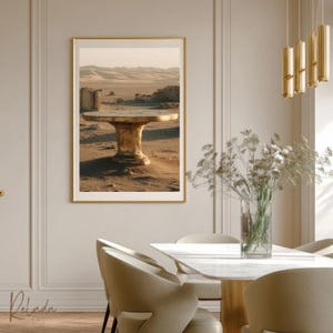 Symbolic Desert Table Art – Ancient Brass, Foggy Ruins Printable (Digital Download)