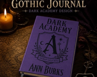 Personalized Gothic Journal, Custom Name Dark Academia Notebook, Engraved Purple Diary, Gothic Gift for Her