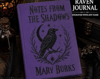 Personalized Raven Gothic Journal, Purple Witchy Notebook with Custom Name