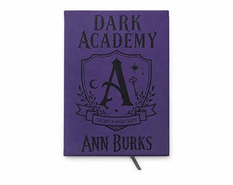 Personalized Purple Journal, Custom Name Notebook, Engraved Gothic Diary, Dark Academia Gift, Leatherette Journal