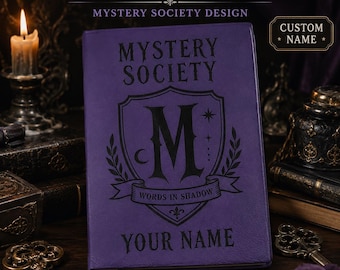 Personalized Gothic Monogram Journal, Purple Dark Academia Notebook with Name