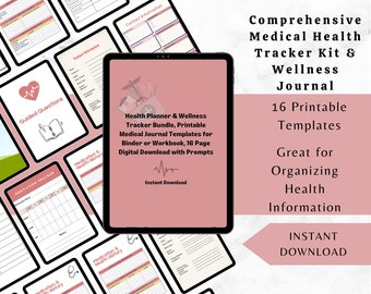 Health Tracker Journal – 16 Printable Medical Templates (PDF)