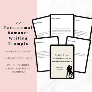 55 Paranormal Romance Writing Prompts Bundle with Templates - Instant Download - Writing Inspiration for Adults - Romance-themed writing