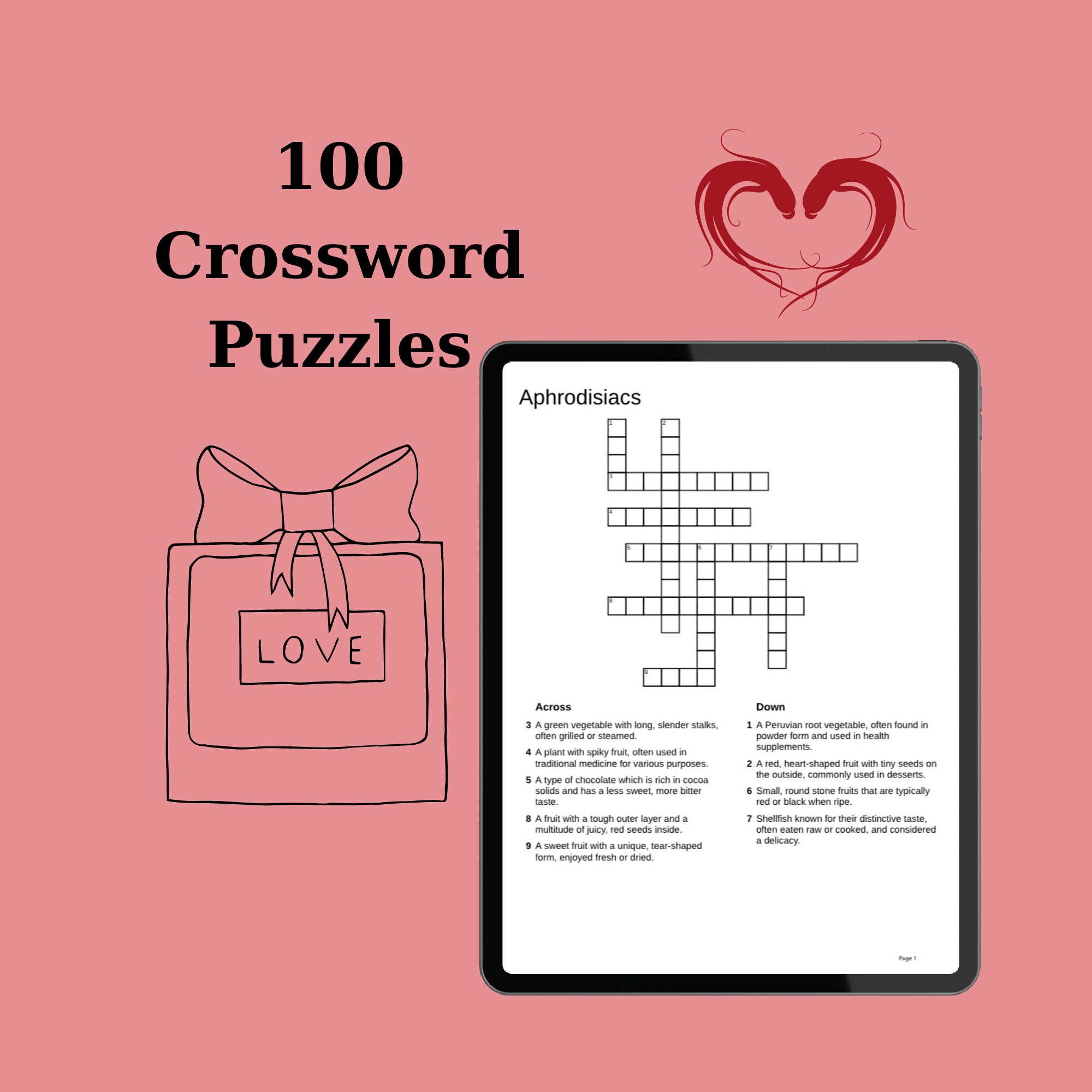 Romantic Printable Crossword Puzzles Fun Adult Gifts for Her to Enjoy ...