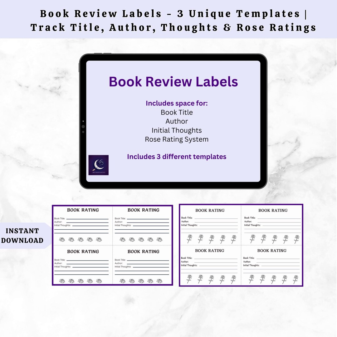 Book Review Labels - 3 Unique Templates | Track Title, Author, Thoughts ...