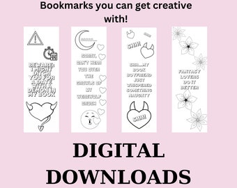 12 Romance Reader Printable Coloring Bookmarks for Adults - Instant download to Print at Home - Gifts for the Romance Reader