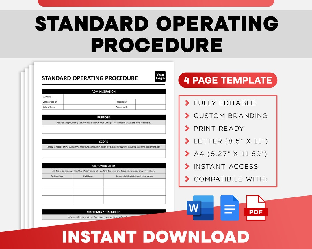 Standard Operating Procedure | SOP Business Document | Employee Work ...