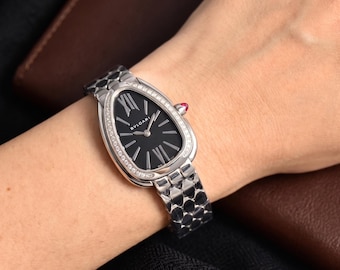 Vintage Watch Black Serpentine diamond white gold