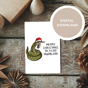 Tarjeta navideña de Slytherin / Divertidas fiestas de Harry Potter (Descarga digital)