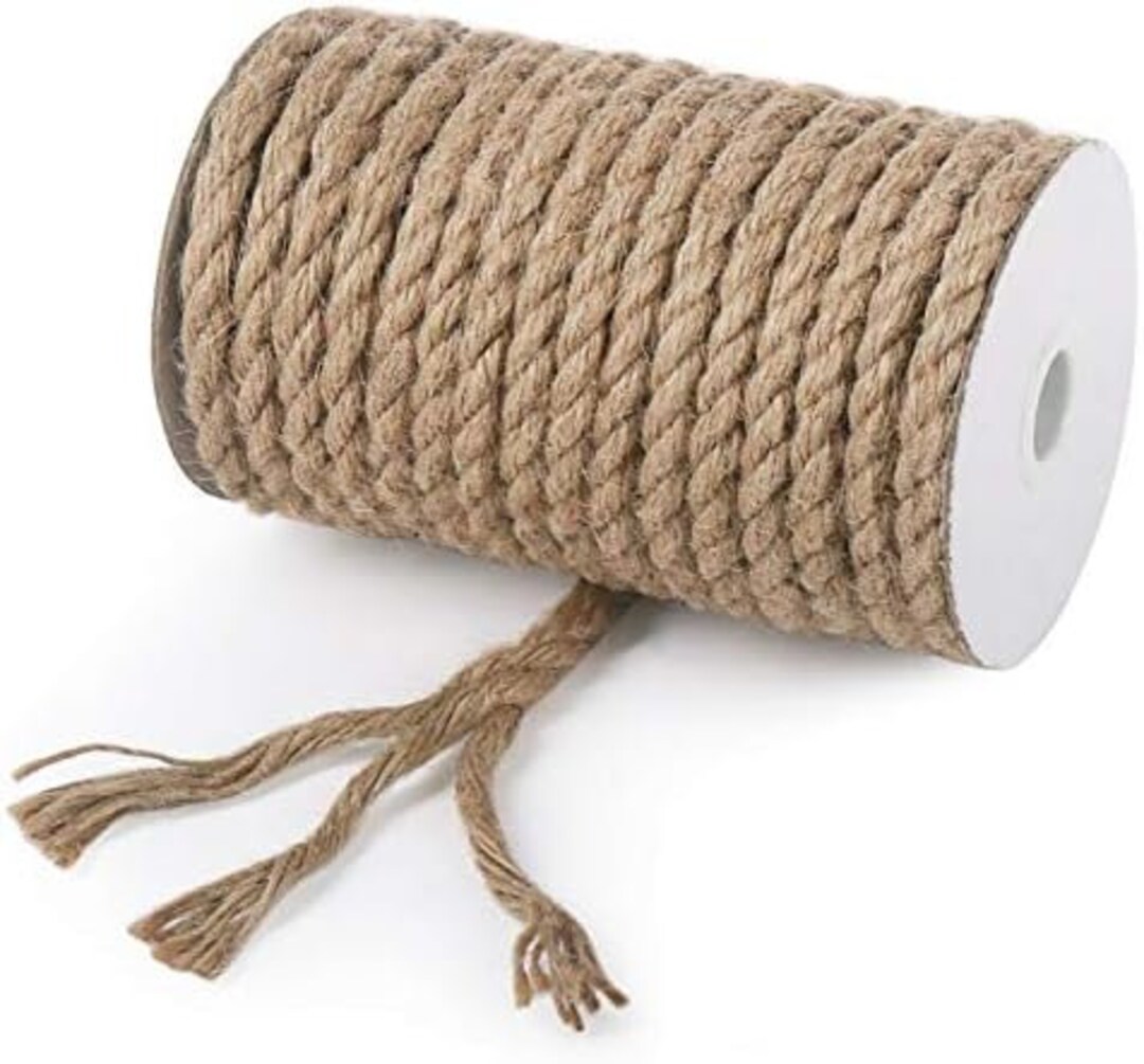 Jute Rope, 50 Feet 8mm Natural Heavy Duty Twine for Crafts, Cat Scratch