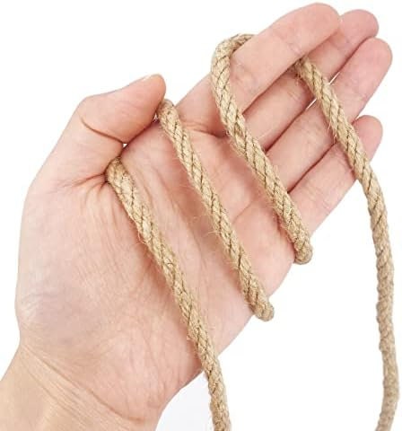 100 FT JUTE ROPE 6MM 1/4 Inch - Great for Macrame, Craft, Handmade,  Bondage, Swing, Gift, Diy Twine Hemp Manila Sisal, Nautical Vintage