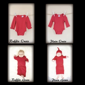 Red Long Sleeve Onesies and Gowns (Plain and Ruffle)