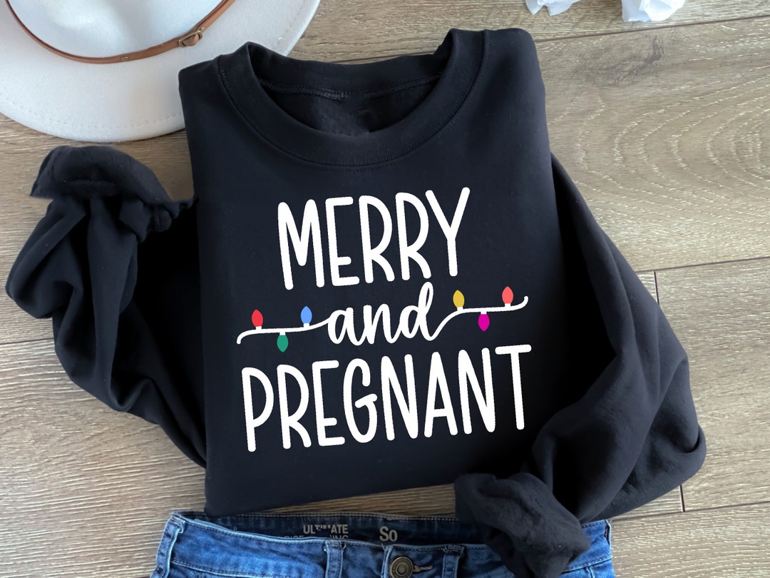 Merry and Pregnant Christmas Shirt, Christmas Pregnancy Announcement Pregnant Christmas Shirt
