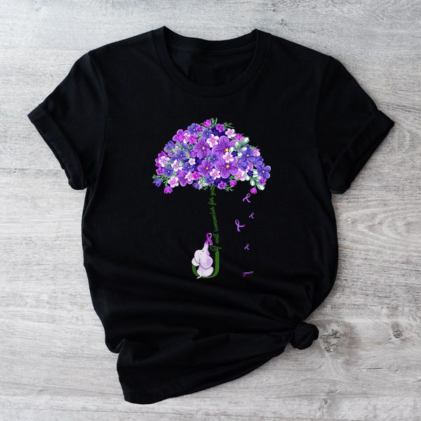 Alzheimers Purple Flower Shirt, Family Support Shirt, Alzheimer Gifts for Her, Awareness Month Shirt, I Will Remember For You SHirt