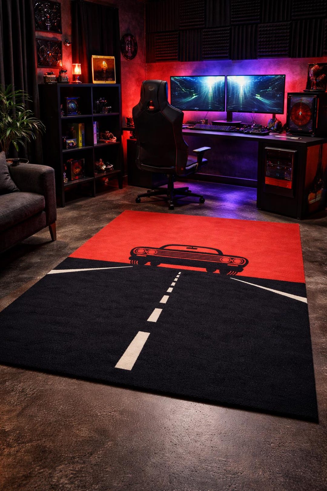 Retro Car Hand-tufted Rug – New Zealand Wool, Gaming Room Decor - Etsy