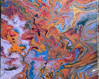 Pouring-Kunst, Acrylmalerei, individuelle Malerei, verschönern Sie Ihren Raum mit unserer Acryl-Pour-Leinwand – versiegelt mit einem glänzenden Lack für dauerhaften Reiz