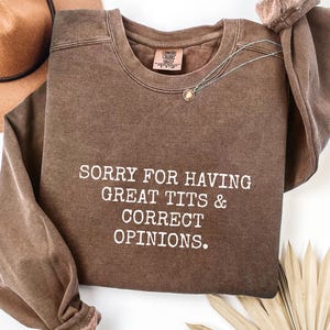 Sorry For Having Great Tits And Correct Opinions Shirt PNG | Bold Feminist Funny Graphic Tee | Viral Sarcastic Statement Gift Text Design v2