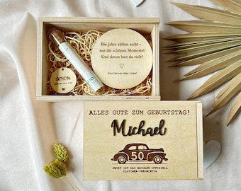 Personalized wooden money gift for a 50th birthday | Gift for your best friend | 50th birthday present | 3D