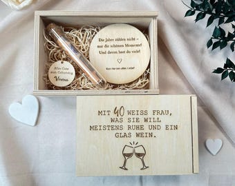 40歳の誕生日に贈るパーソナライズされた木製のお金のギフト｜親友へのプレゼント｜女性への誕生日プレゼント