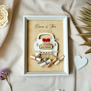 Quadro Regalo Di Denaro Per Matrimonio Con Albero Degli Sposi - Cornice In Legno 21x16 Cm, Ideale Per Nascondere Soldi O Foto