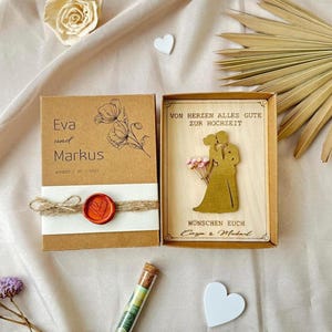 Personalisiertes Geldgeschenk zur Hochzeit • Geschenkbox zur Hochzeit mit Gravur • Geschenkschachtel für Geld • Geschenkbox braut