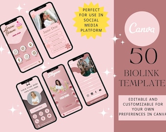 50 Canva Biolink-sjabloon: bestemmingspagina voor sociale media (pdf)