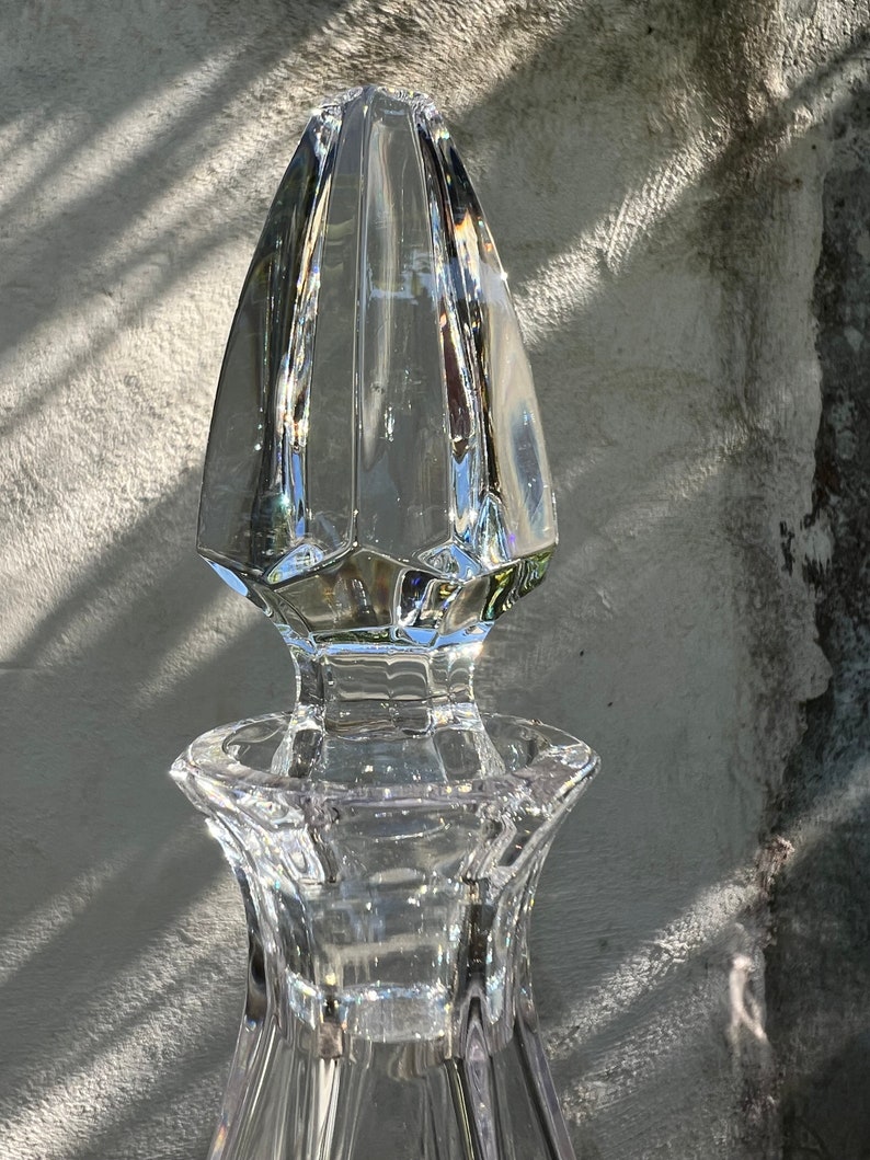 Vintage Kristall Dekanter Karaffe Karaffe Cristal Antik Mid Century Italienischer Glashersteller Cristal Bild 4