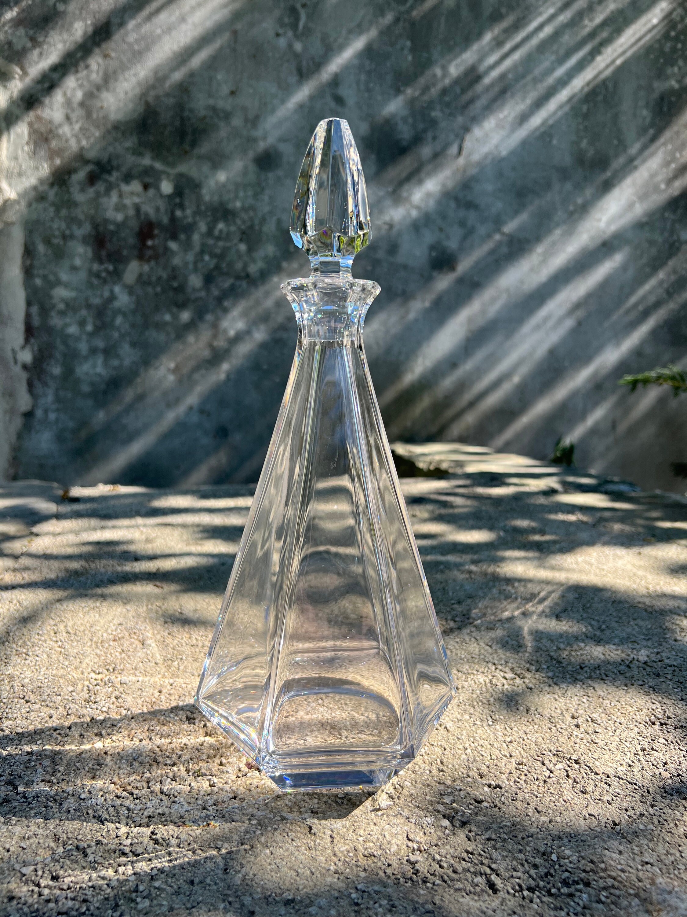Vintage Crystal Decanter Carafe Crystal Antique Mid Century Italian Glass Maker Crystal