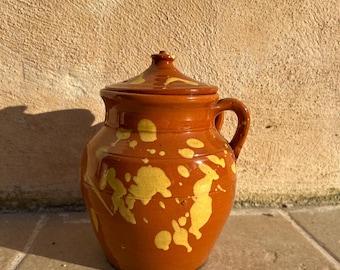 ヴィンテージ イタリア製テラコッタ花瓶：取っ手付き南イタリア陶器