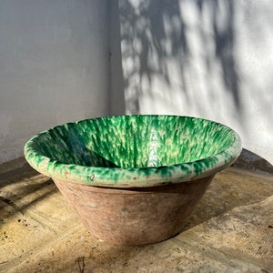 Antique ceramic bowl from Puglia Italian vintage terracotta
