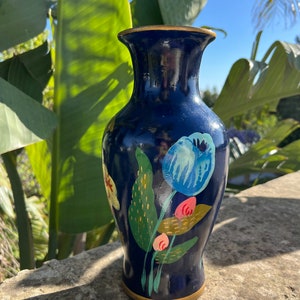 Vintage Vase Ceramic Vase Handmade Vase Pottery Vase Floral Hand-painted Vase Italian Vase image 2