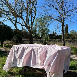 Italian vintage tablecloth hand embroidered organza tablecloth image 2