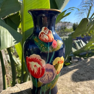 Vintage Vase Ceramic Vase Handmade Vase Pottery Vase Floral Hand-painted Vase Italian Vase image 1