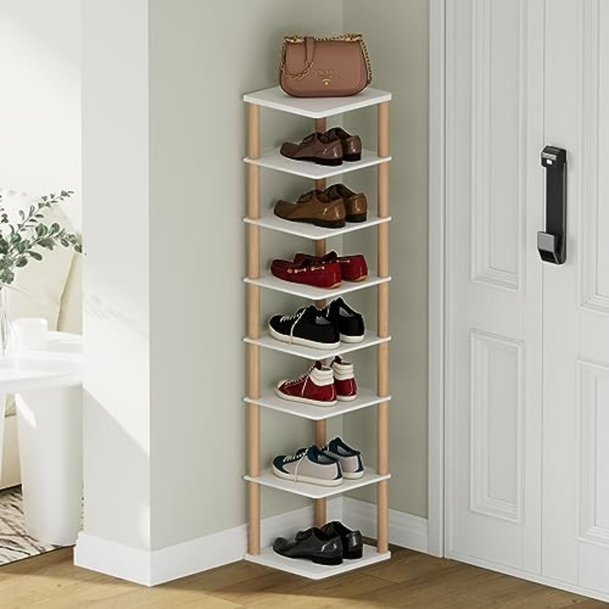 Scarpiera, portascarpe verticale a 8 livelli, organizer per scarpe stretto,  ripiano per scarpe alto autoportante, piccolo portascarpe in legno per  ingresso -  Italia