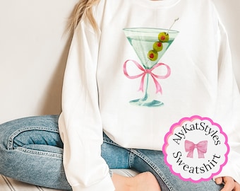 Dirty Martini Sweatshirt: Cocktail with Bow, Cozy Party Wear