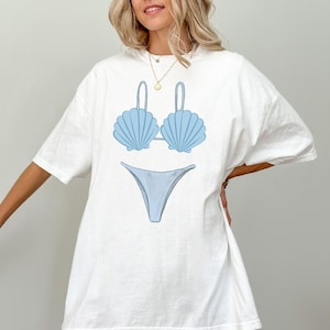 Seashell Bikini Shirt, Seashell Lover Gift, Shell Swimsuit, Mermaid Core, Bachelorette Party Shirt, Gift for Her, Great for Pool or Beach