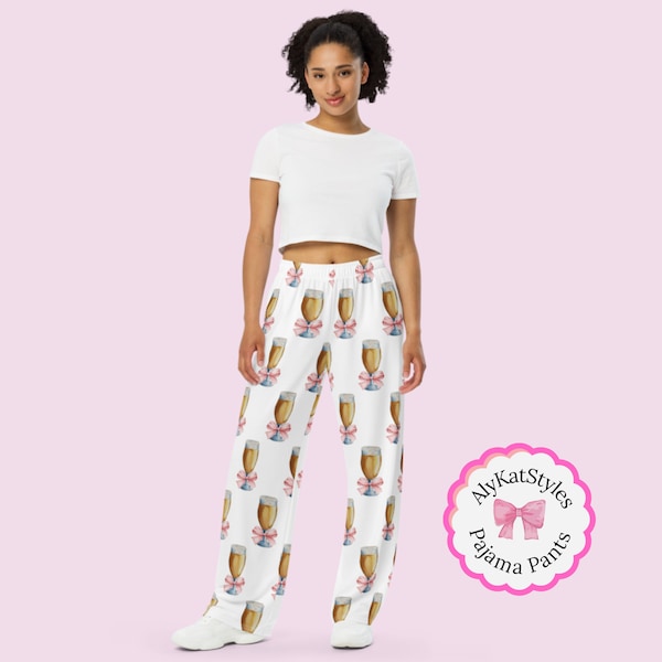 Craft Beer Pajama Pants, Coquette Aesthetic, Beer with Bow Pants, Cocktail PJs, Comfy & Fun Lounge Wear, Perfect Gift for Beer Enthusiasts