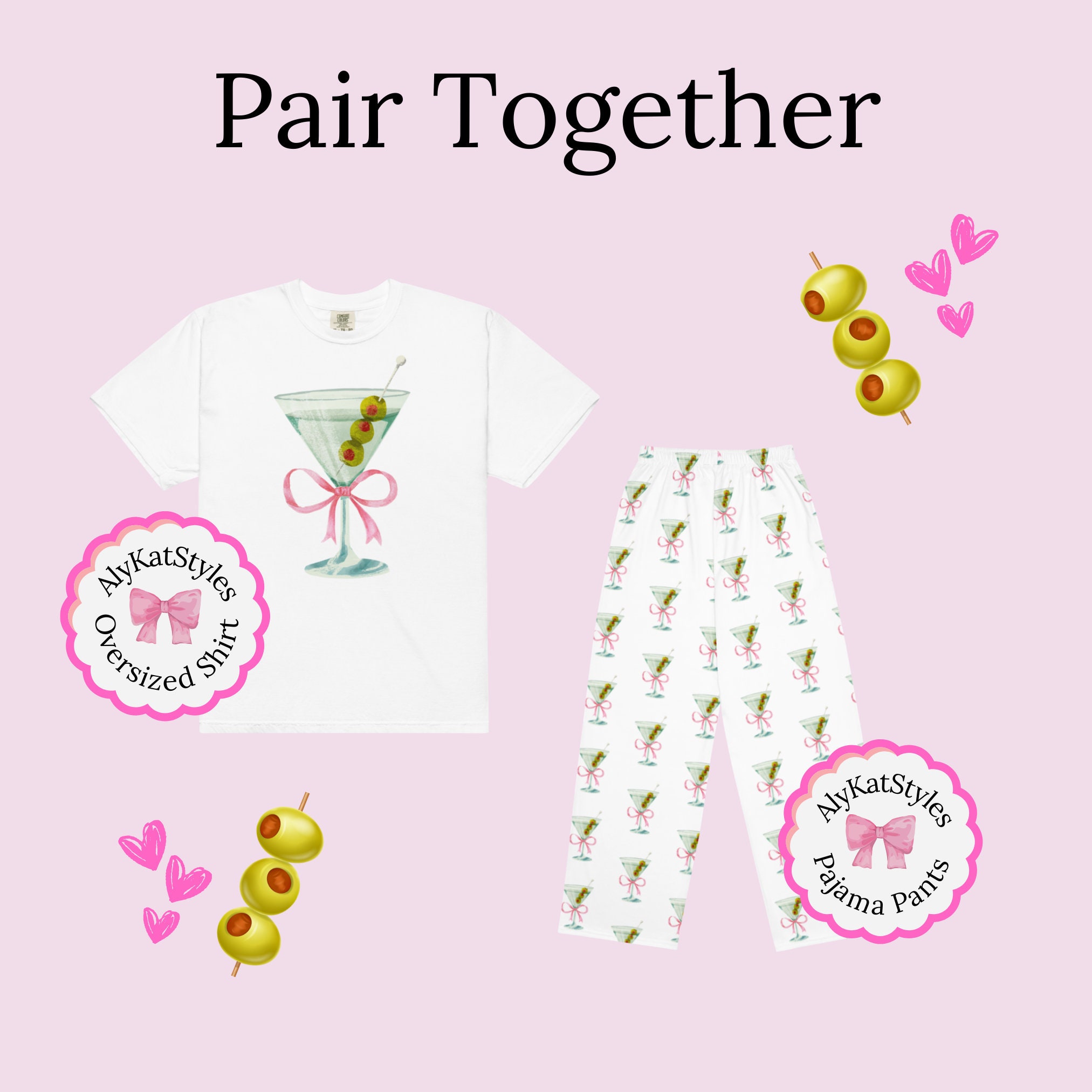 Dirty Martini Pajama Pants Comfy Lounge Bottoms for Cocktail Lovers