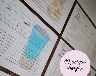 Customizable Cocktail Recipe Cards: 40 Unique Designs (Digital Download)