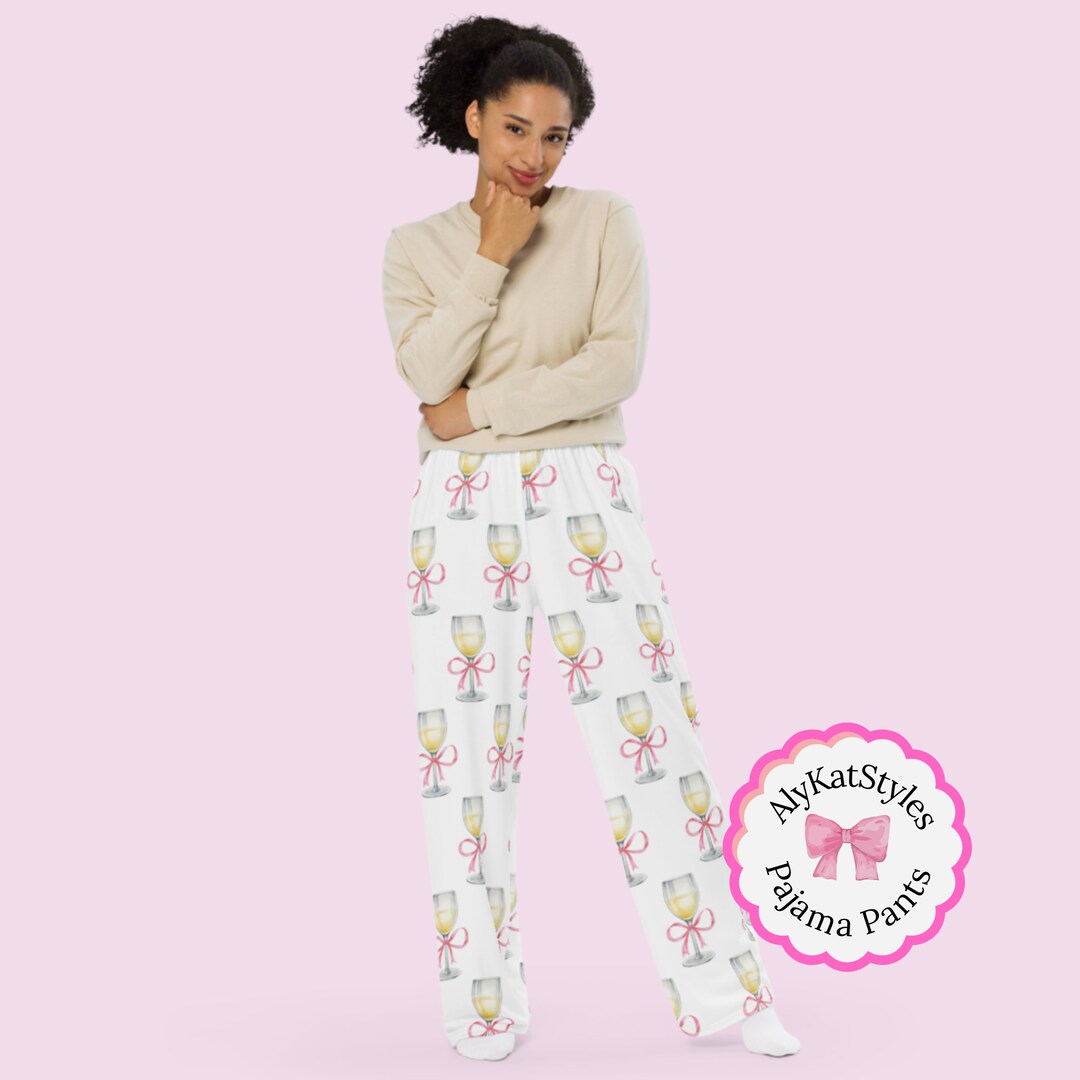 White Wine Lover's Pajama Pants - Cozy Cotton Loungewear for Relaxing ...
