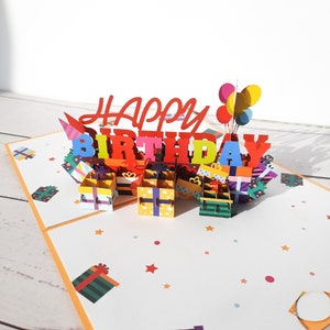 Carte pop-up joyeux anniversaire pour tous les âges, carte d'anniversaire 3D pour lui, carte debout découpée au laser, cadeaux de félicitations de naissance