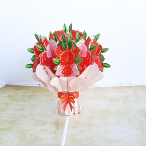 Rose Bouquet Pop Up Karte, Rose Blume 3D Grußkarte, Geburtstagskarte für Sie oder Ihn- Valentinstag - Jahrestag - Danke - Muttertag