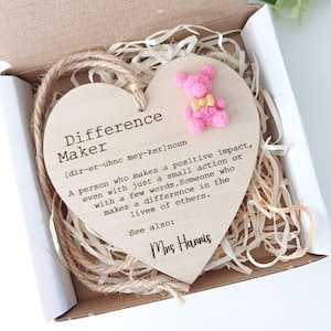 Oso de flores 3D que marca la diferencia, regalo personalizado de agradecimiento para mentores, buzón de recuerdo, regalo de despedida, regalos de agradecimiento para maestros