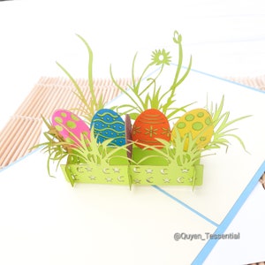 Tarjeta desplegable con forma de huevo de Pascua, tarjeta cortada con láser en 3D para él o ella, tarjeta de felicitación de Pascua o tarjeta de celebración en origami
