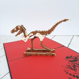 Esqueleto de dinosaurio T-Rex tarjeta emergente 3D, tarjeta de felicitación Tyrannosaurus 3D - Aniversario - San Valentín- Cumpleaños - Regalo de ocasión especial