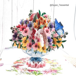 Mix Florero pop-up tarjeta de felicitación 3D, Cumpleaños- San Valentín - Aniversario de boda- Gracias- Regalo del Día de la Madre