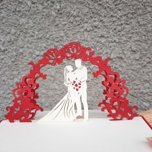 Hochzeitkarte Laser geschnitten 3D Pop-Up-Karte, Hochzeitstag für Brautpaar Grußkarte, Glückwunschgeschenke